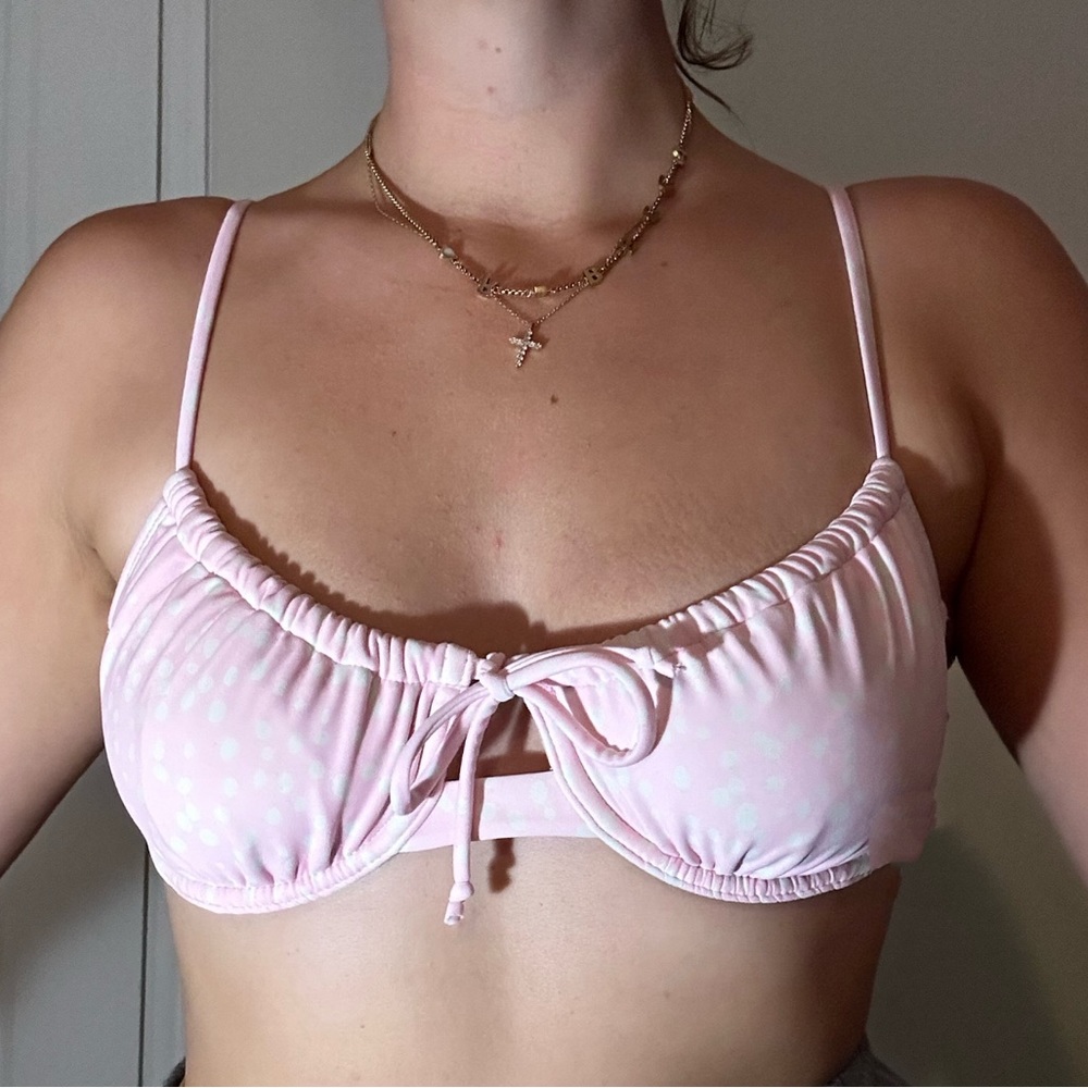 Pink Polkadot Bikini Top